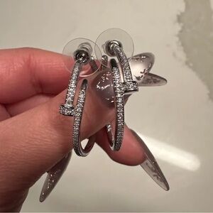 Just Un Clou Silver Crystal Nail Earrings